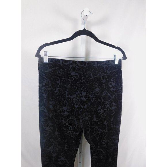 Roz & Ali Pants Womens Medium Black Flocked Velvet Damask Gothic Witchy - Picture 6 of 11